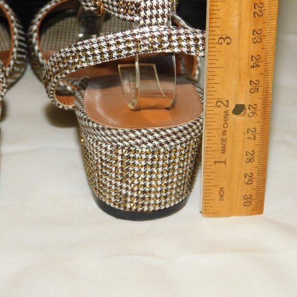 Kurt Geiger London Mini Kensington Block Heel Sandal Girls Size 2 Gold Glitz - Picture 6 of 12